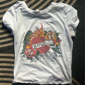 Charlotte Russe White Angel Graphic Crop Top